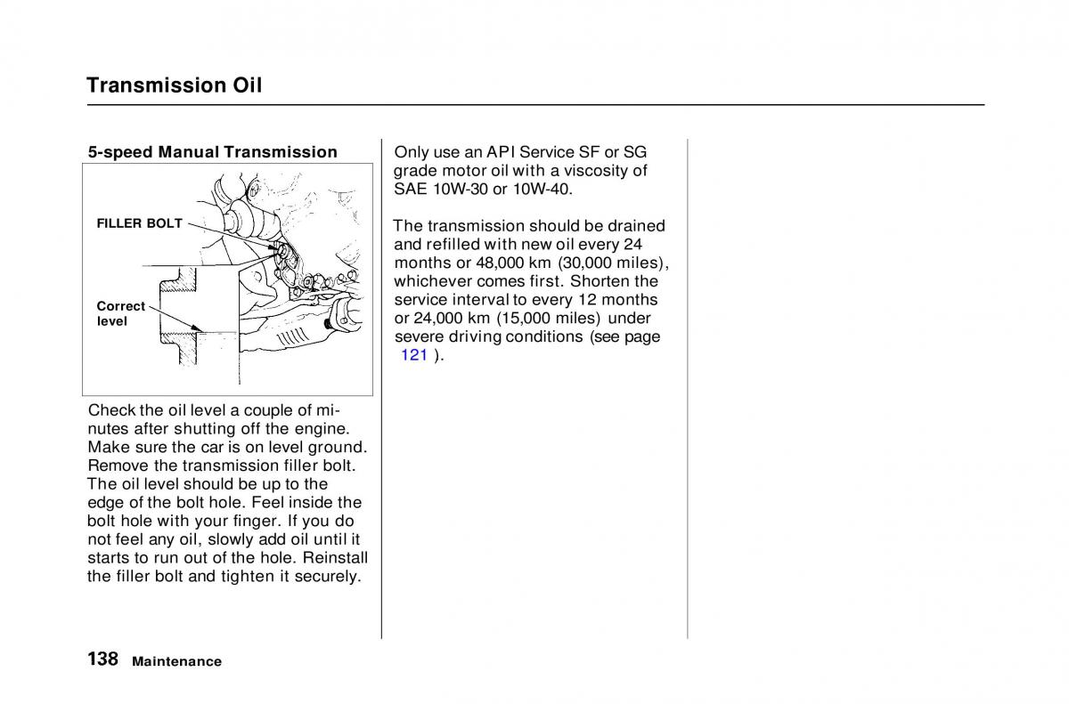 Honda Civic Del Sol CR X owners manual / page 138