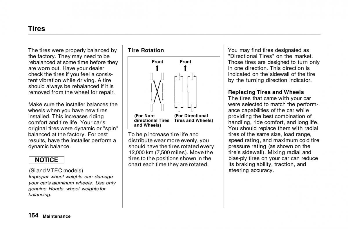 Honda Civic Del Sol CR X owners manual / page 154