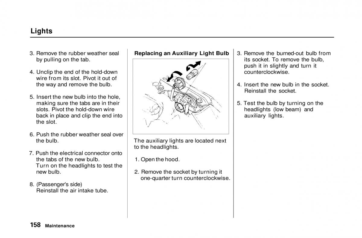 Honda Civic Del Sol CR X owners manual / page 158