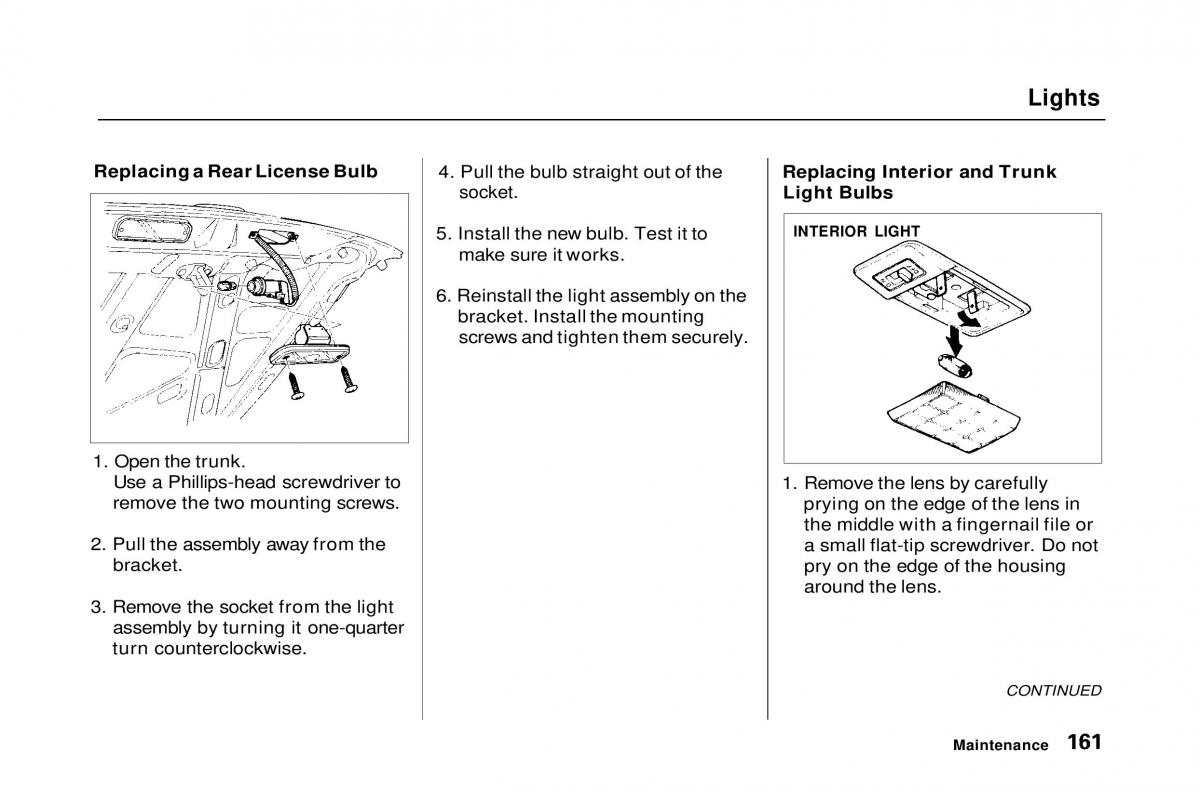 Honda Civic Del Sol CR X owners manual / page 161