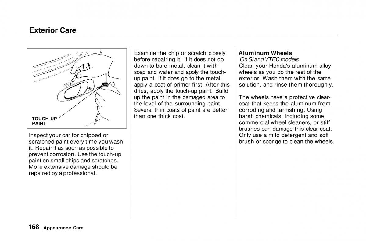 Honda Civic Del Sol CR X owners manual / page 167