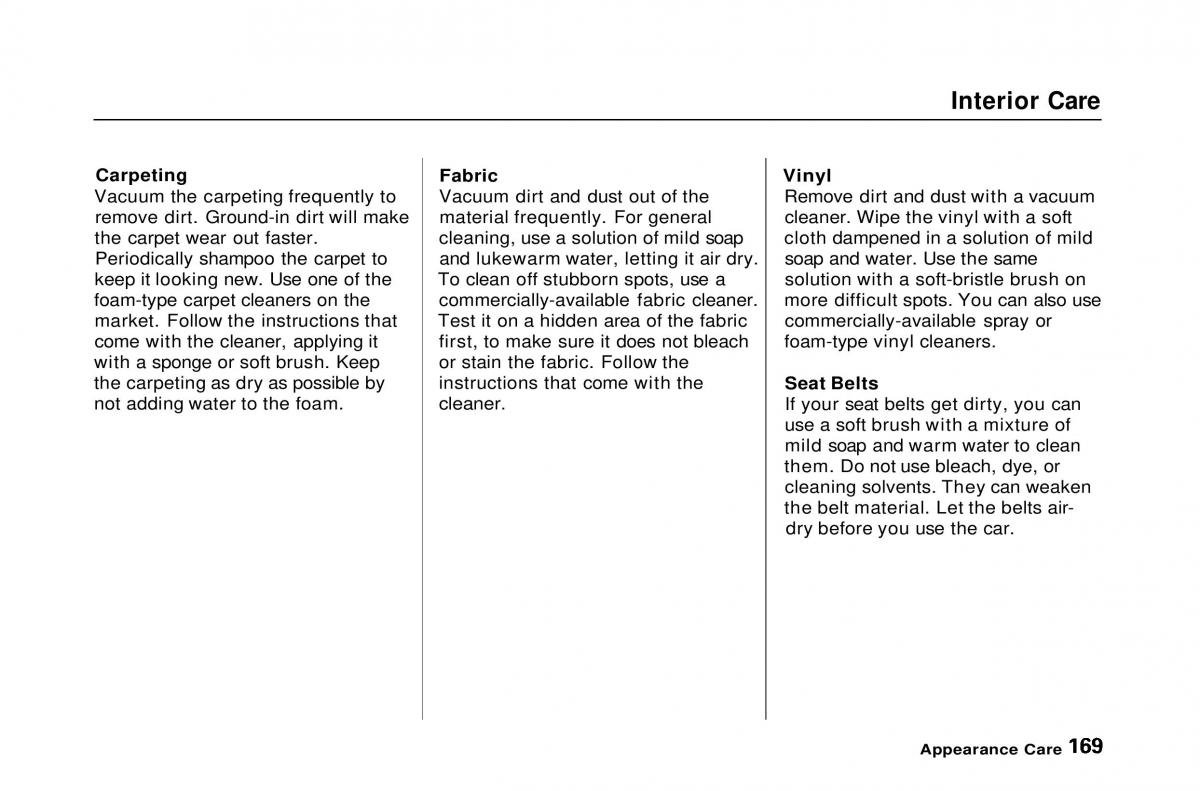 Honda Civic Del Sol CR X owners manual / page 168