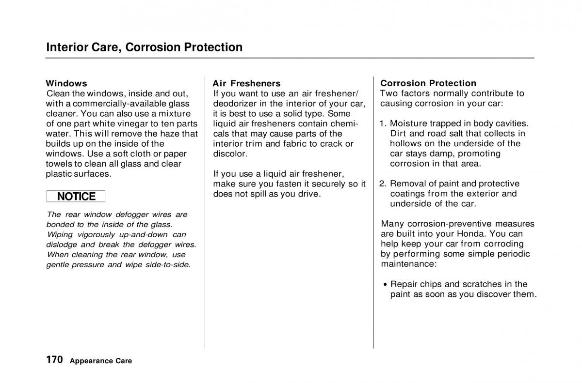 Honda Civic Del Sol CR X owners manual / page 169