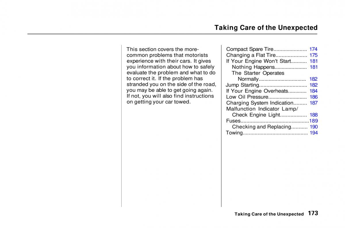 Honda Civic Del Sol CR X owners manual / page 171