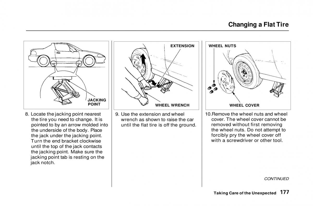 Honda Civic Del Sol CR X owners manual / page 175