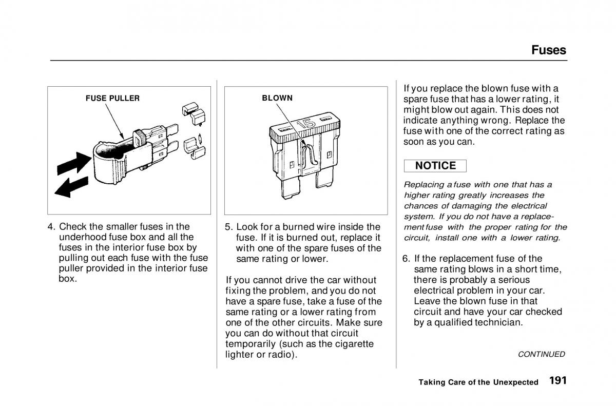 Honda Civic Del Sol CR X owners manual / page 189