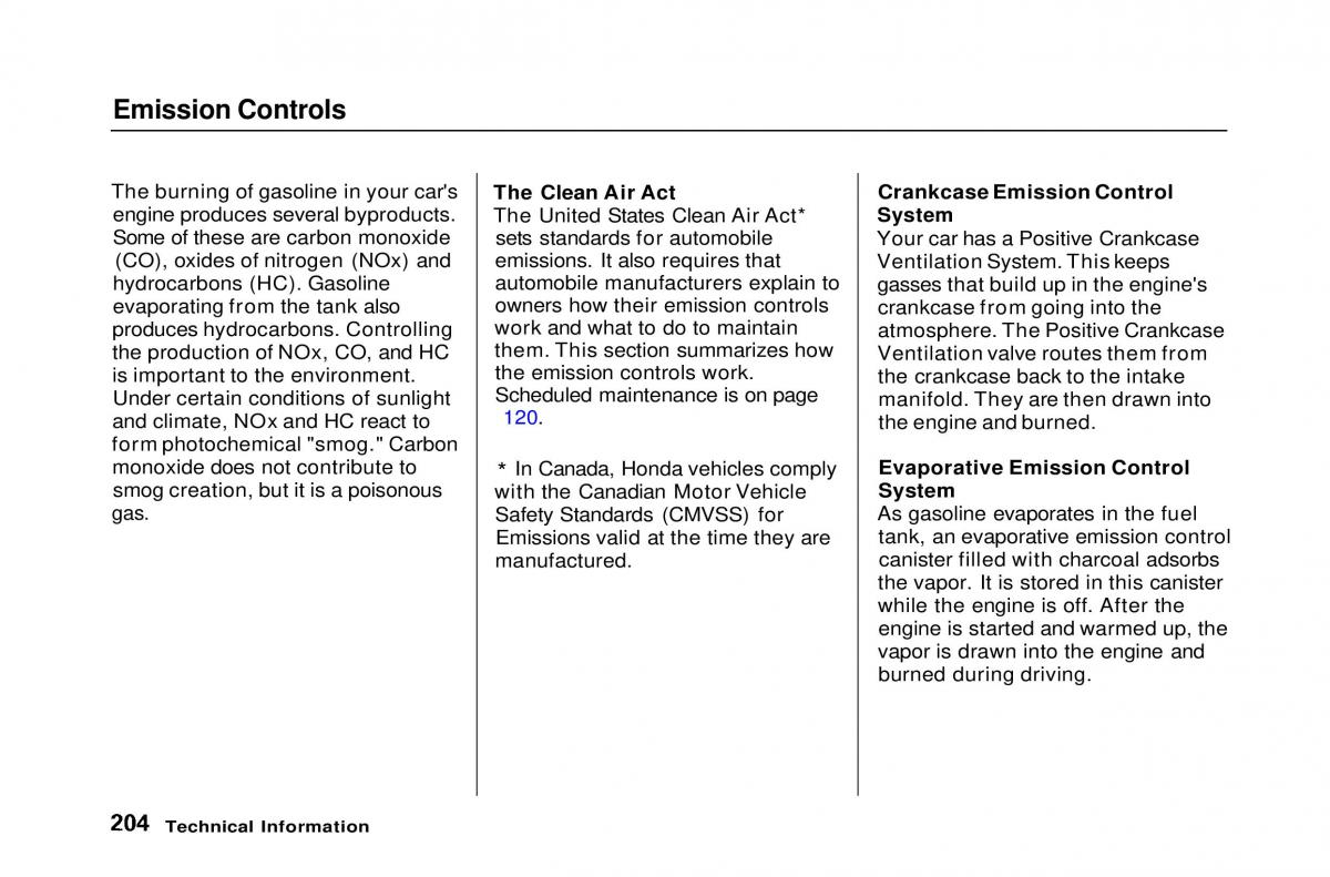 Honda Civic Del Sol CR X owners manual / page 202