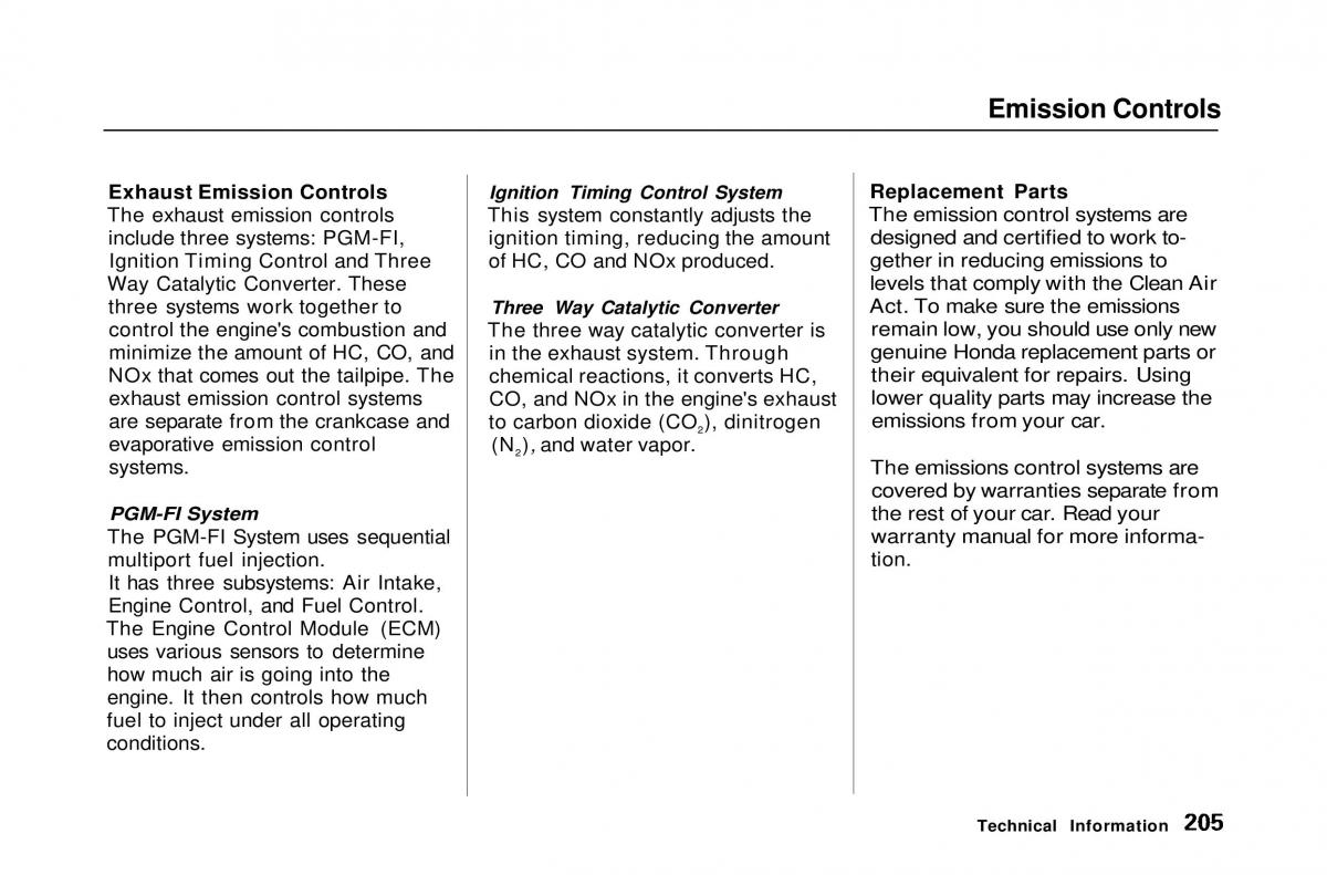 Honda Civic Del Sol CR X owners manual / page 203