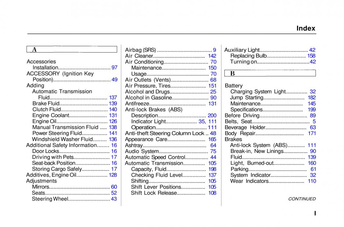 Honda Civic Del Sol CR X owners manual / page 208