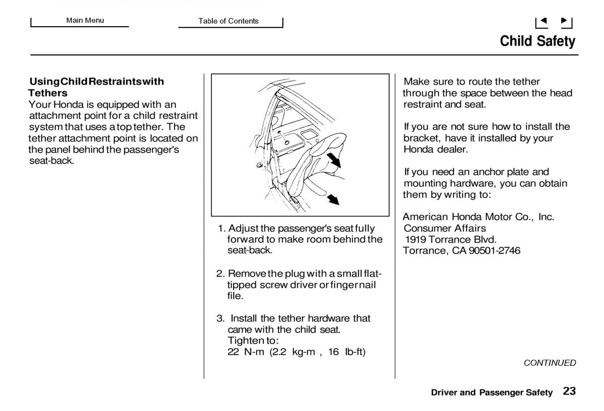 Honda Civic Del Sol CR X owners manual / page 24