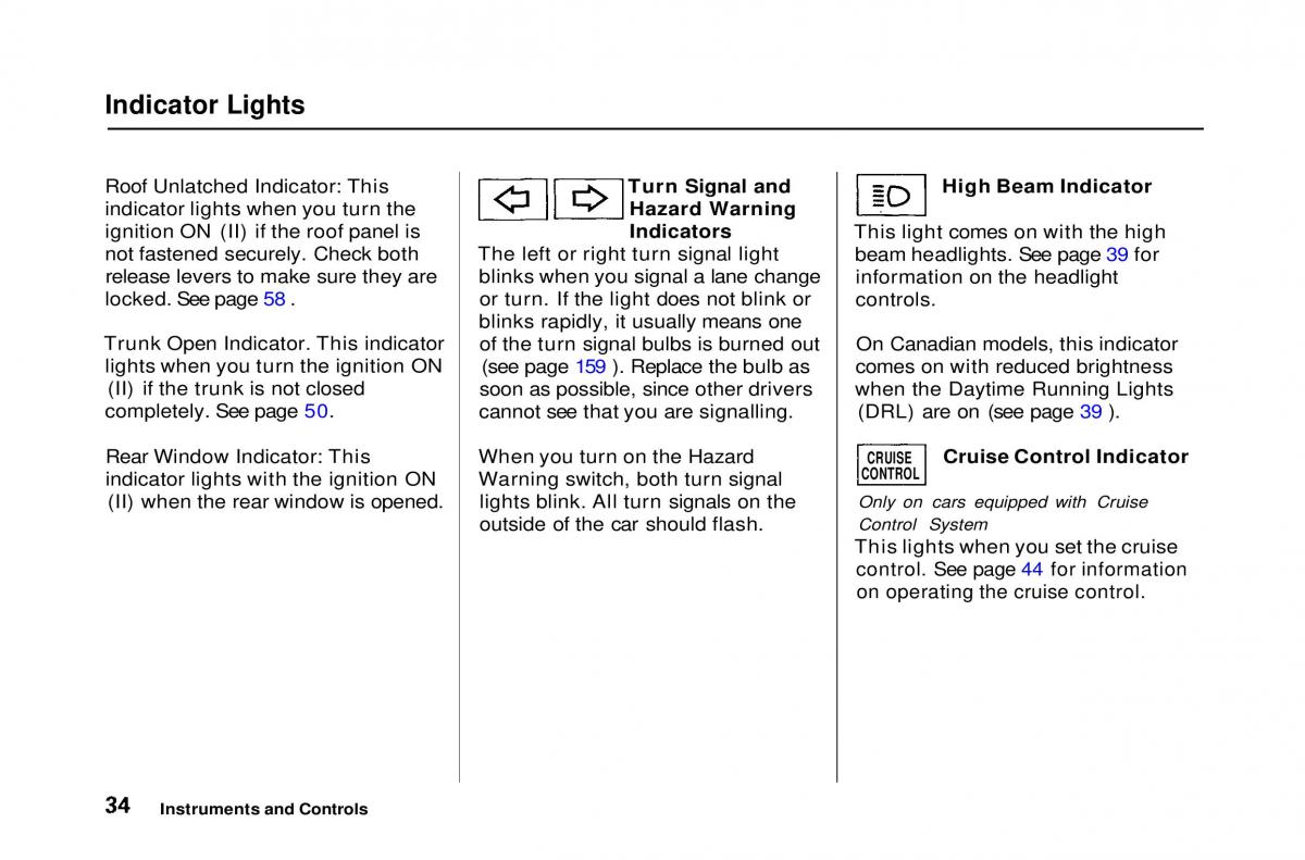 Honda Civic Del Sol CR X owners manual / page 35