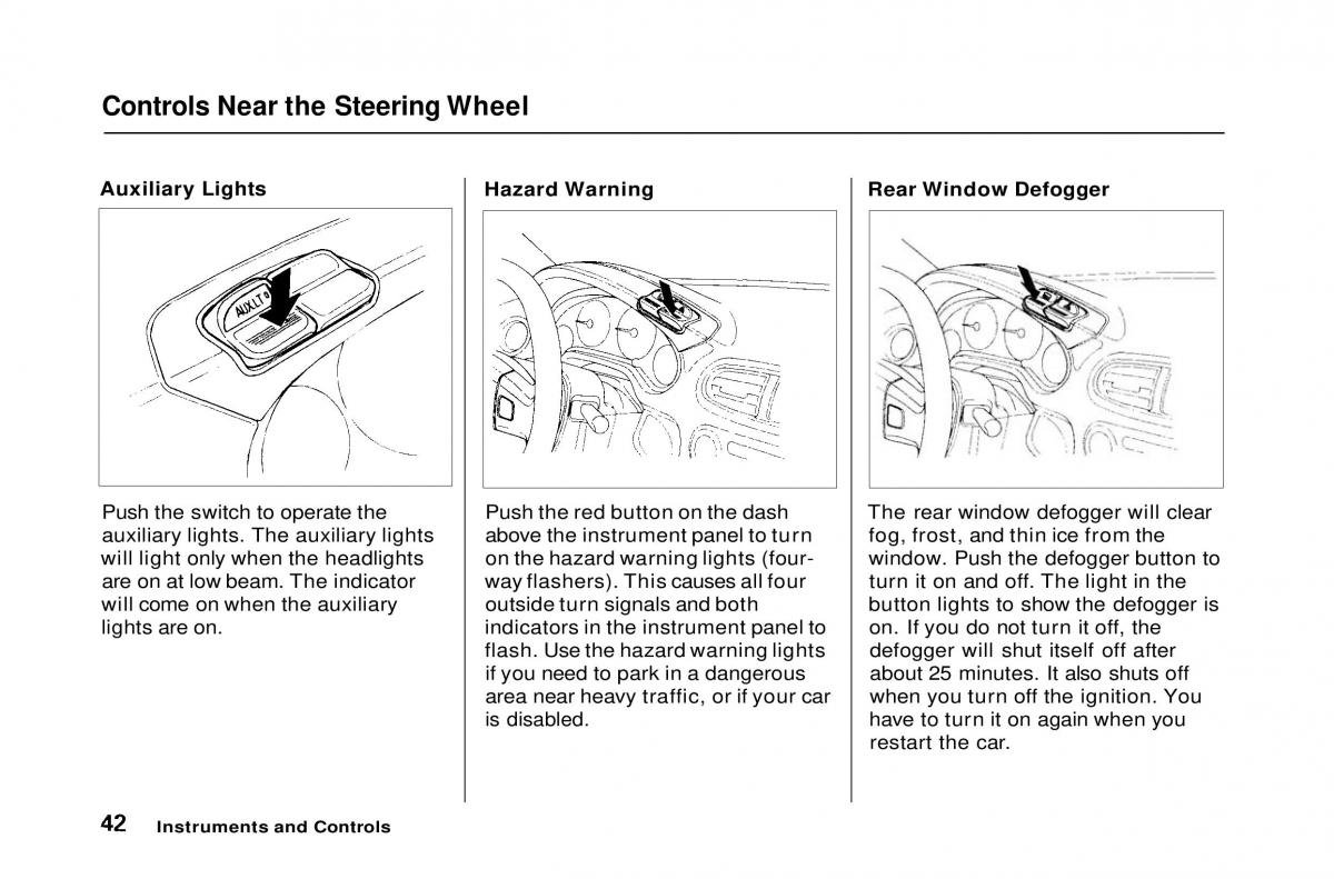 Honda Civic Del Sol CR X owners manual / page 43