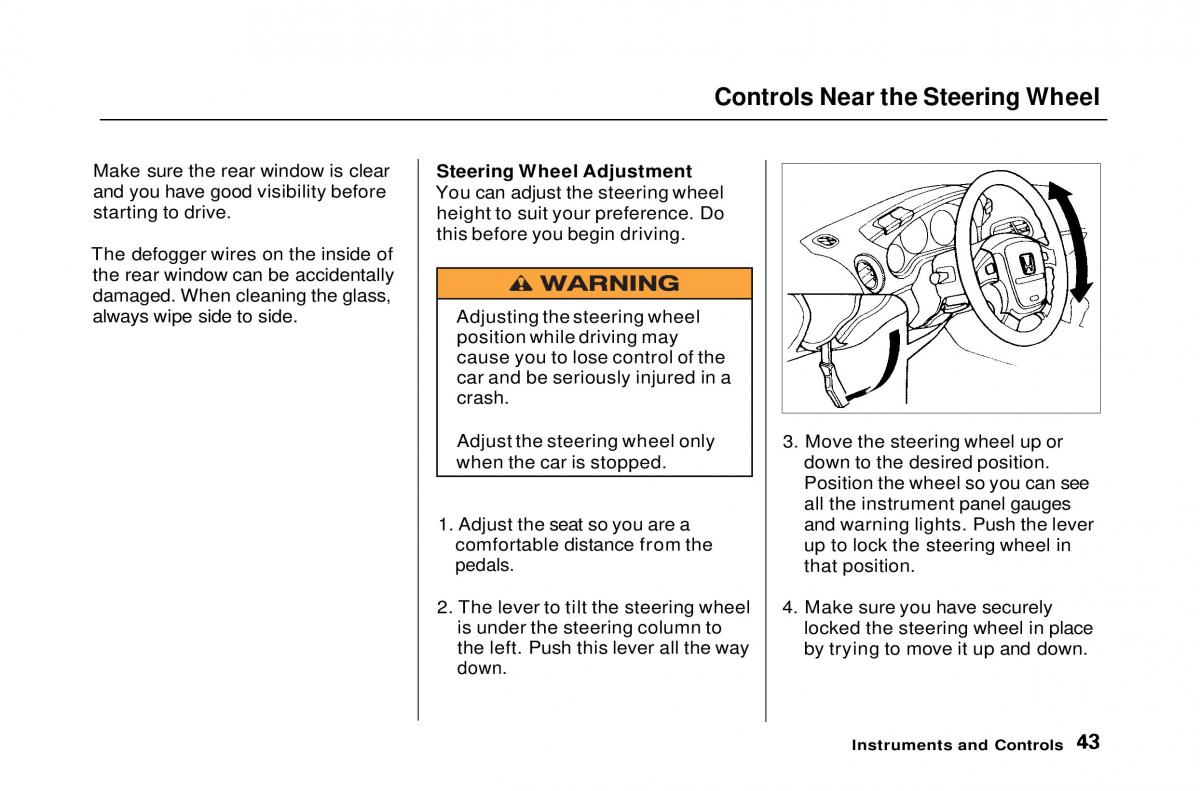 Honda Civic Del Sol CR X owners manual / page 44