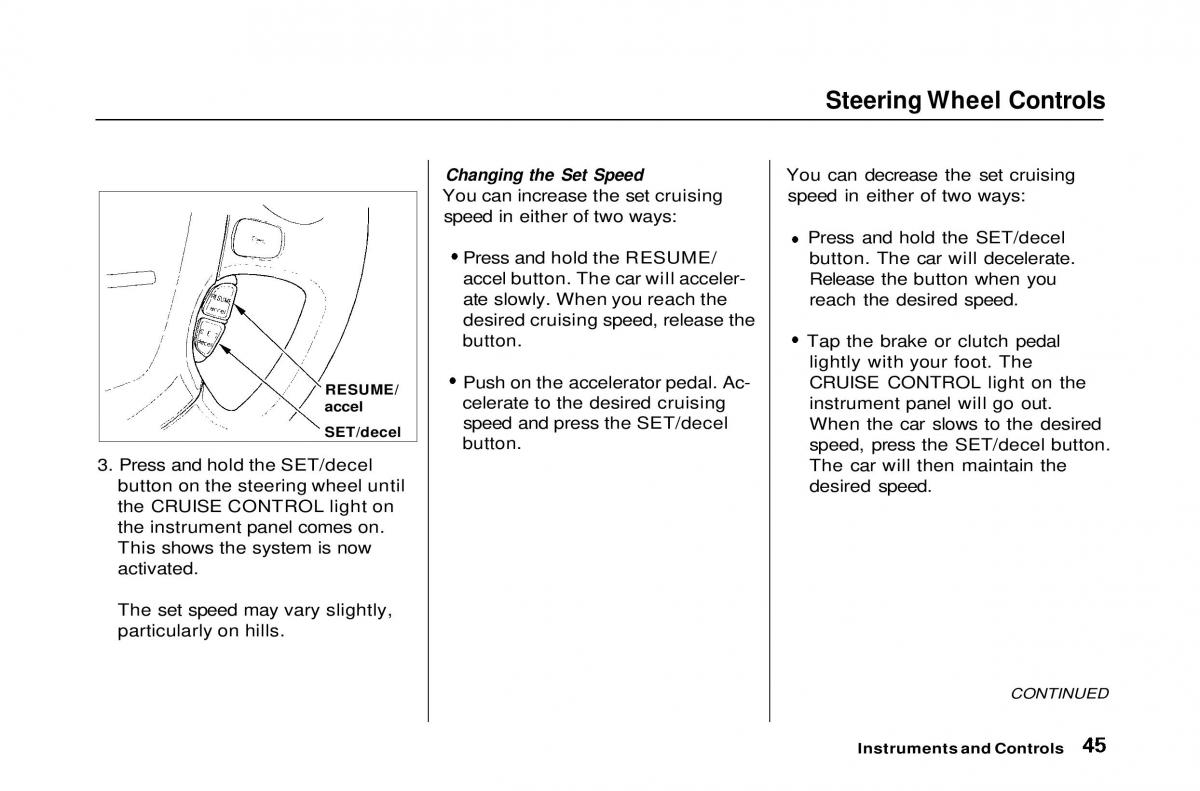 Honda Civic Del Sol CR X owners manual / page 46