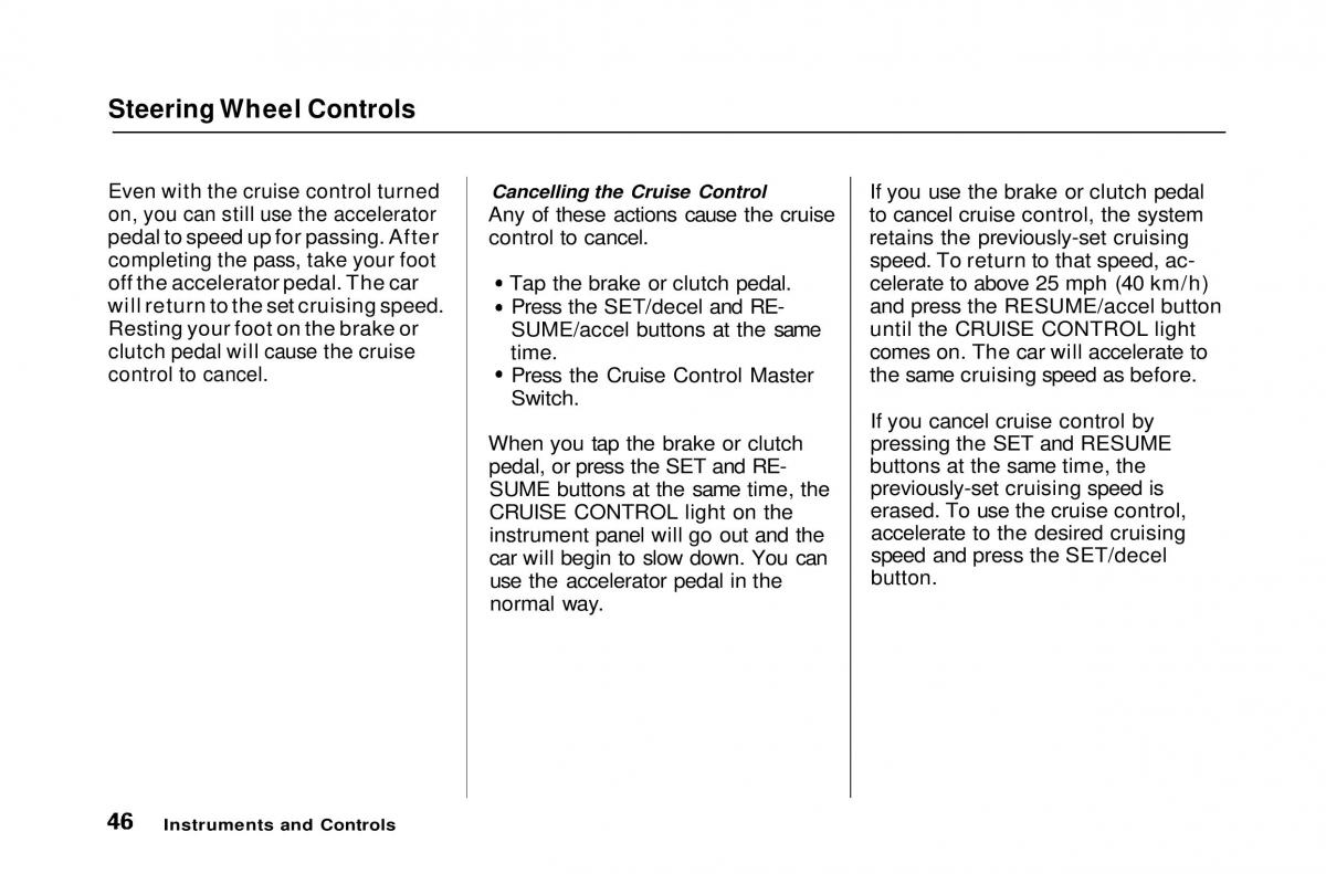 Honda Civic Del Sol CR X owners manual / page 47