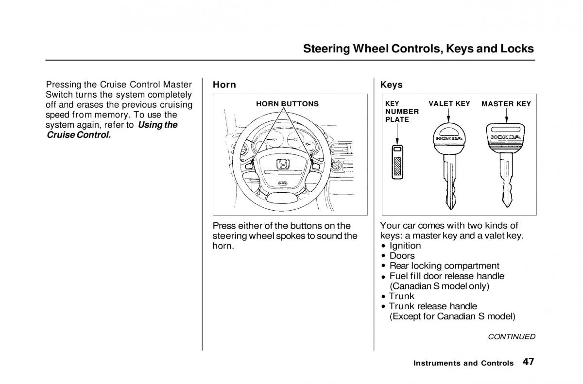 Honda Civic Del Sol CR X owners manual / page 48