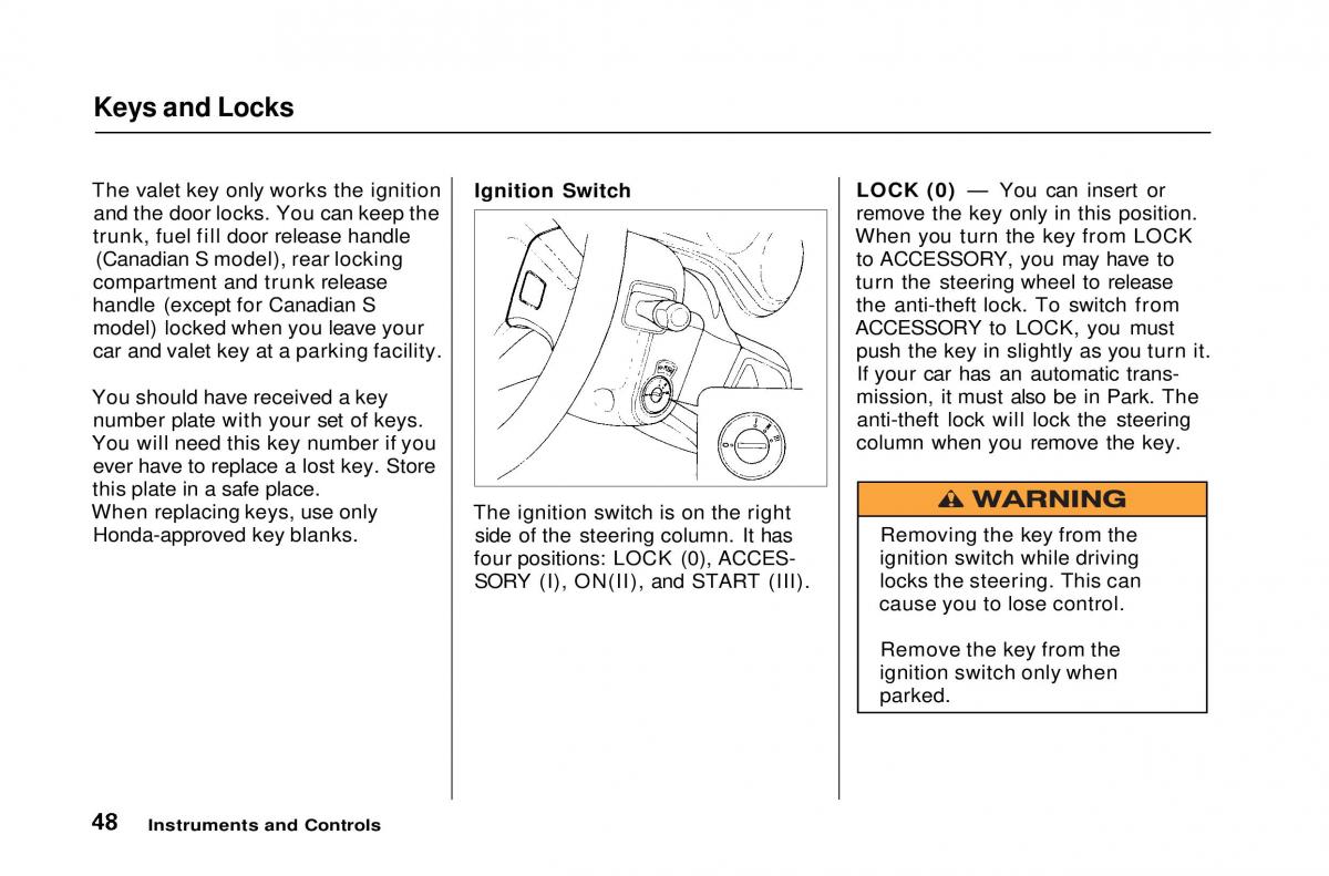 Honda Civic Del Sol CR X owners manual / page 49