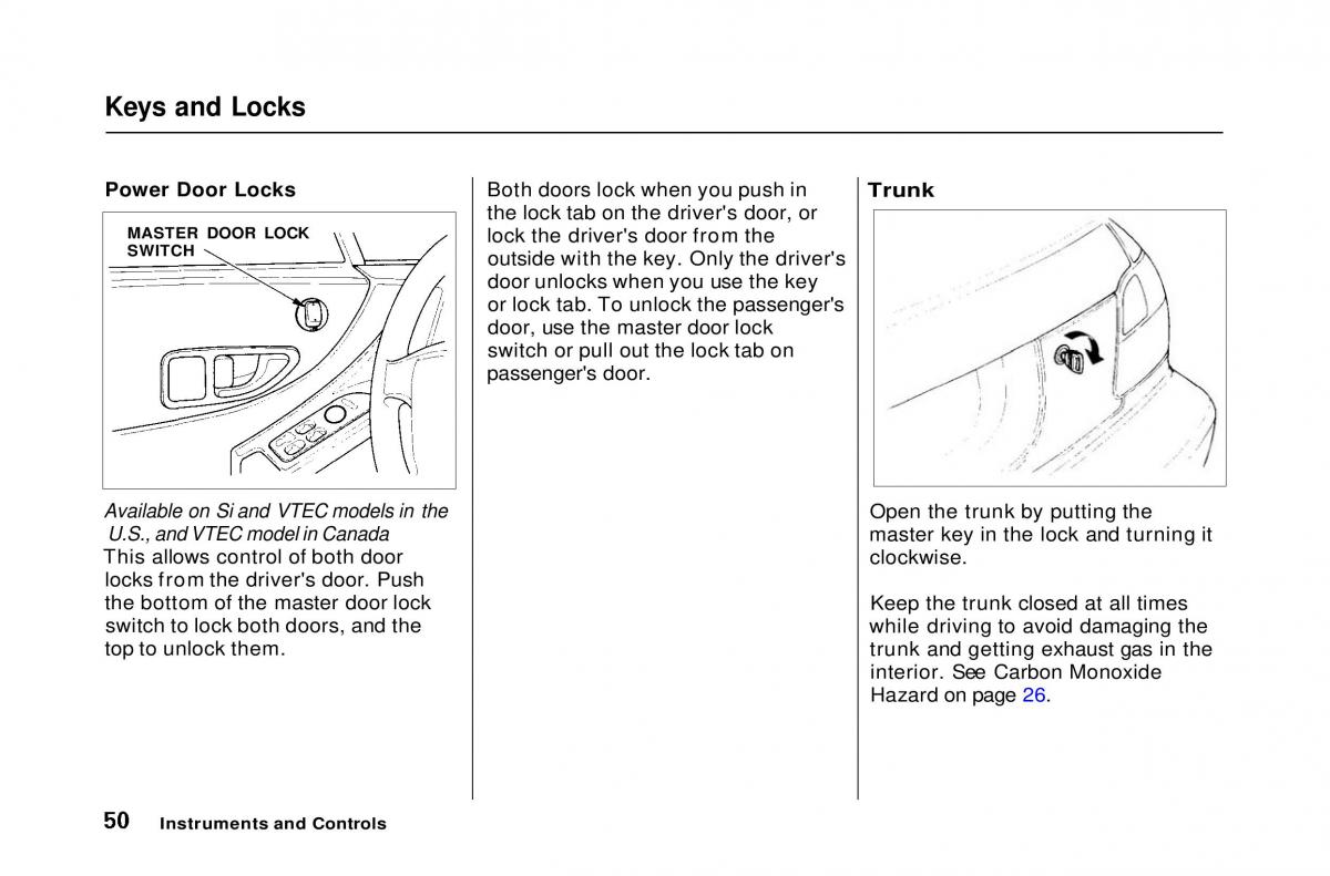 Honda Civic Del Sol CR X owners manual / page 51