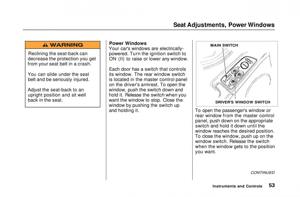 Honda Civic Del Sol CR X owners manual / page 54