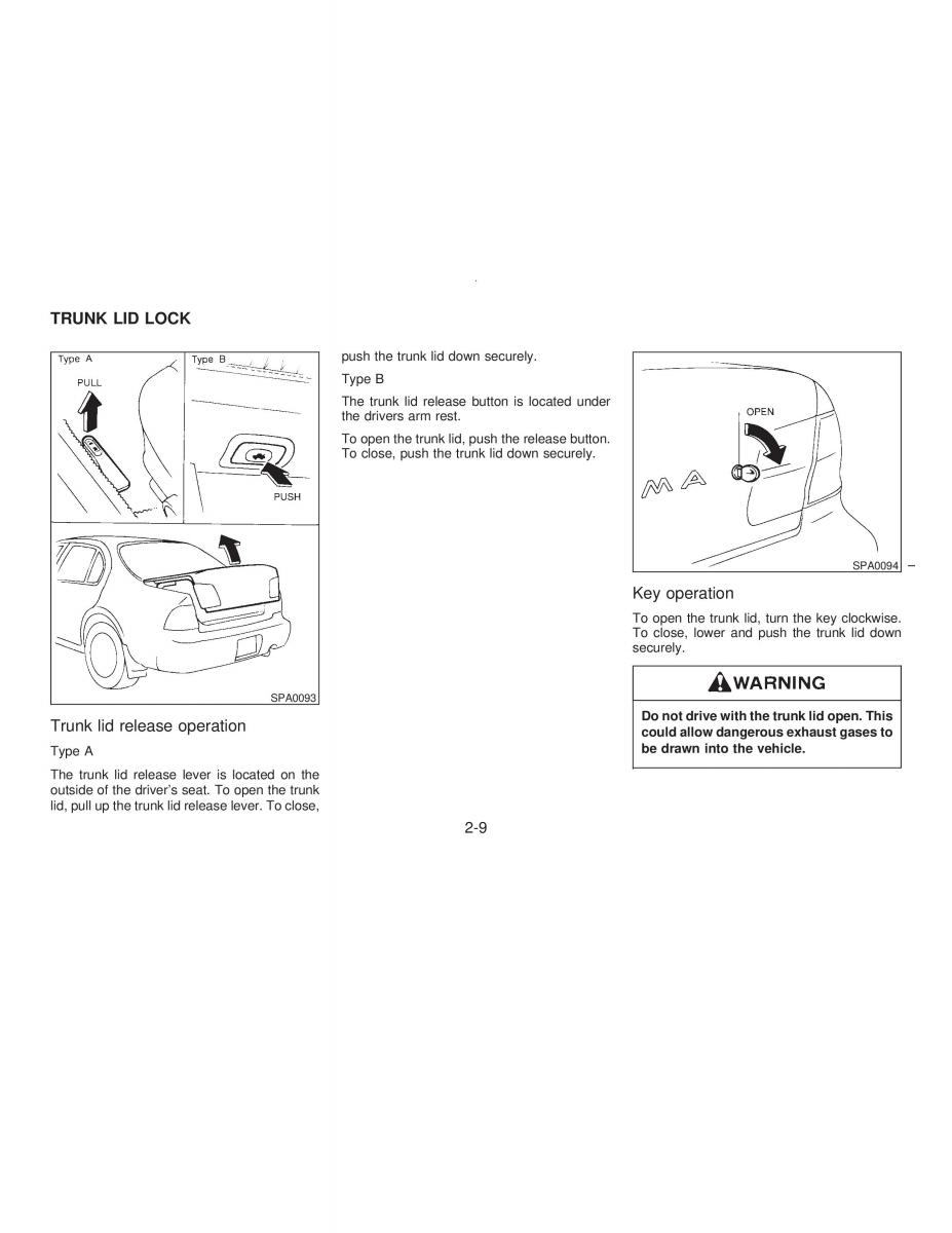 manual  Nissan Maxima IV 4 A32 Cefiro owners manual / page 38