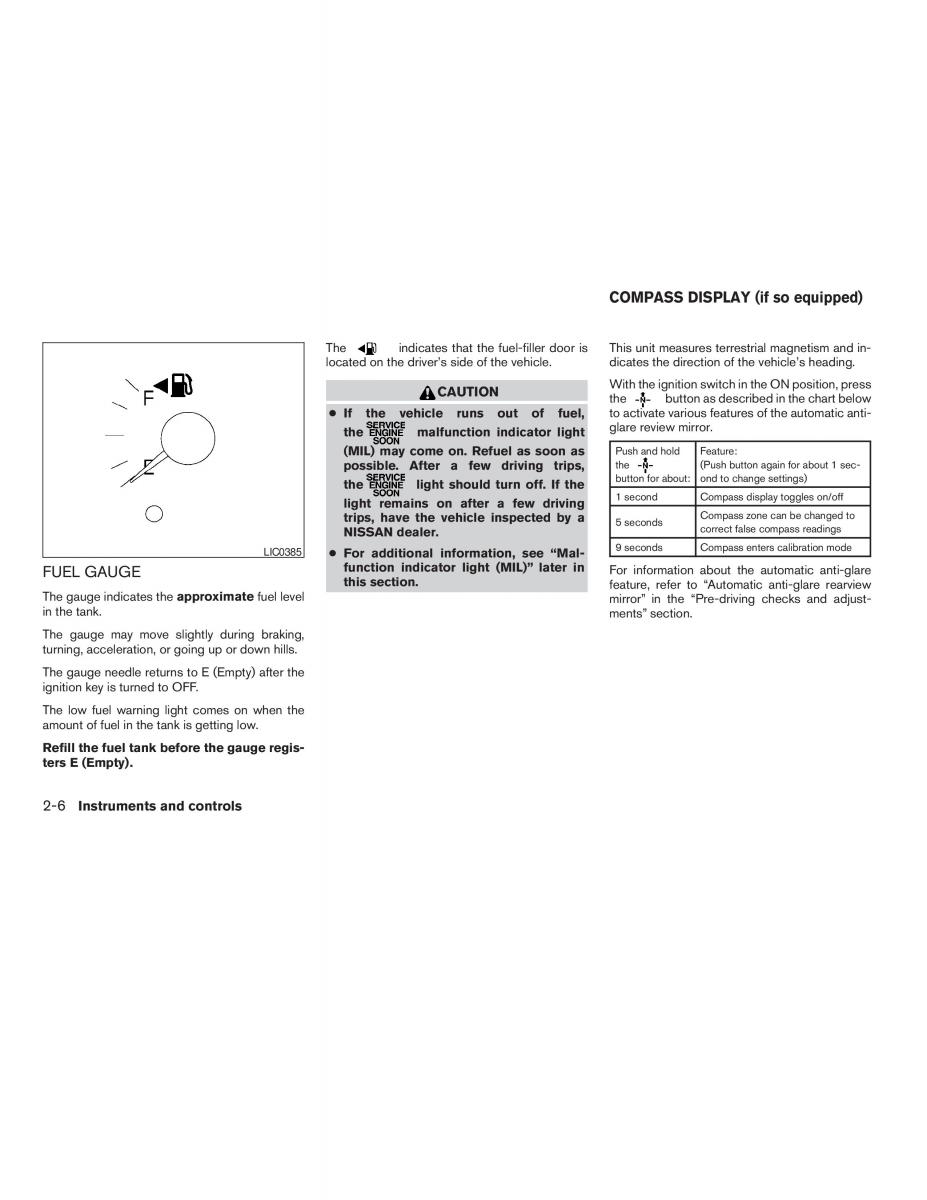 Nissan Maxima VI 6 A34 owners manual / page 74