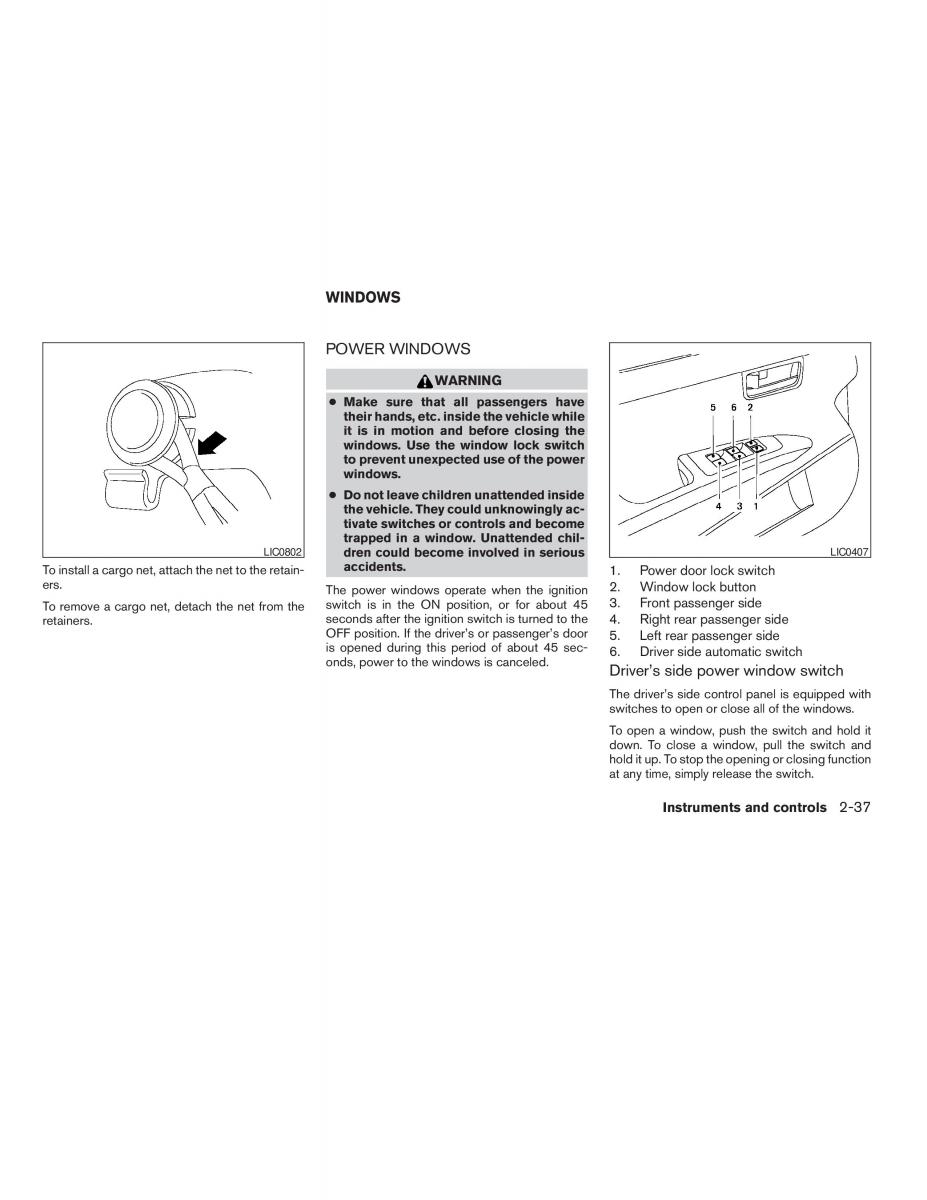 Nissan Maxima VI 6 A34 owners manual / page 105