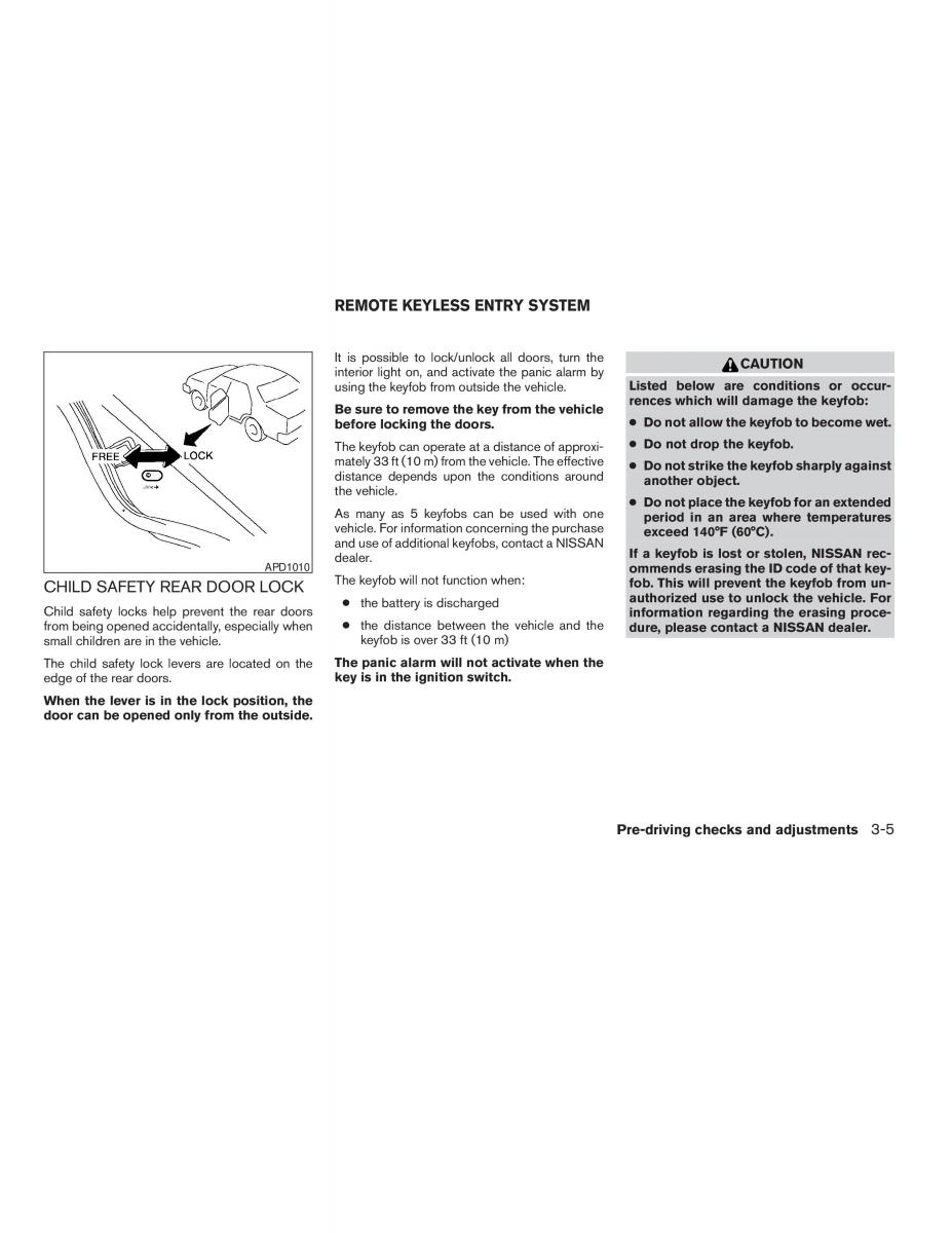 Nissan Maxima VI 6 A34 owners manual / page 121