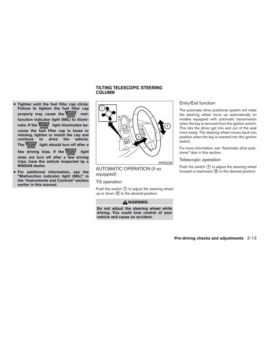 Nissan Maxima VI 6 A34 owners manual / page 129