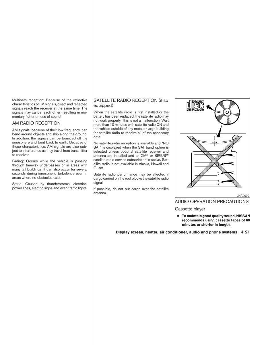 Nissan Maxima VI 6 A34 owners manual / page 159