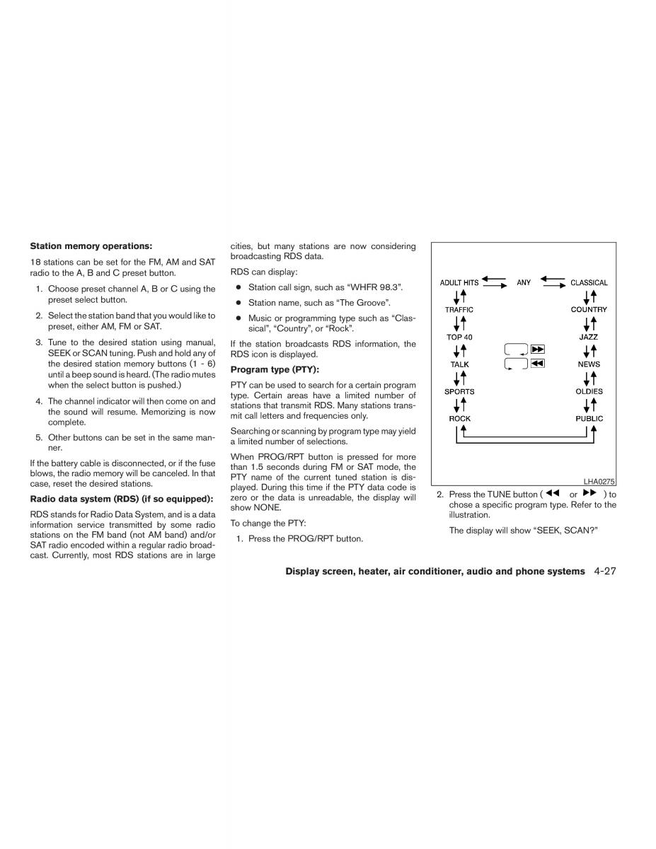 Nissan Maxima VI 6 A34 owners manual / page 165