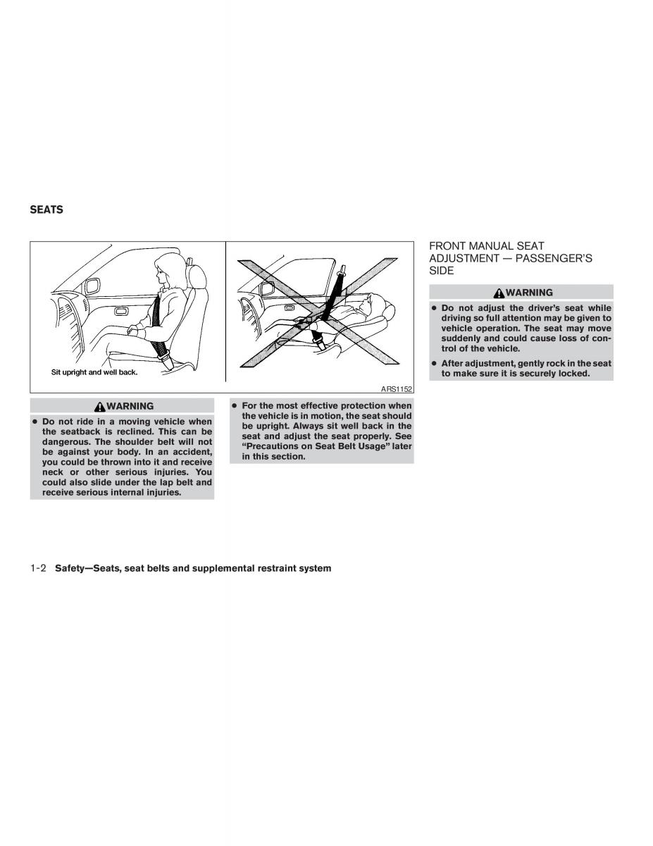 Nissan Maxima VI 6 A34 owners manual / page 18