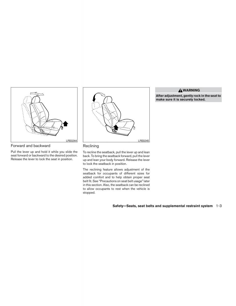 Nissan Maxima VI 6 A34 owners manual / page 19