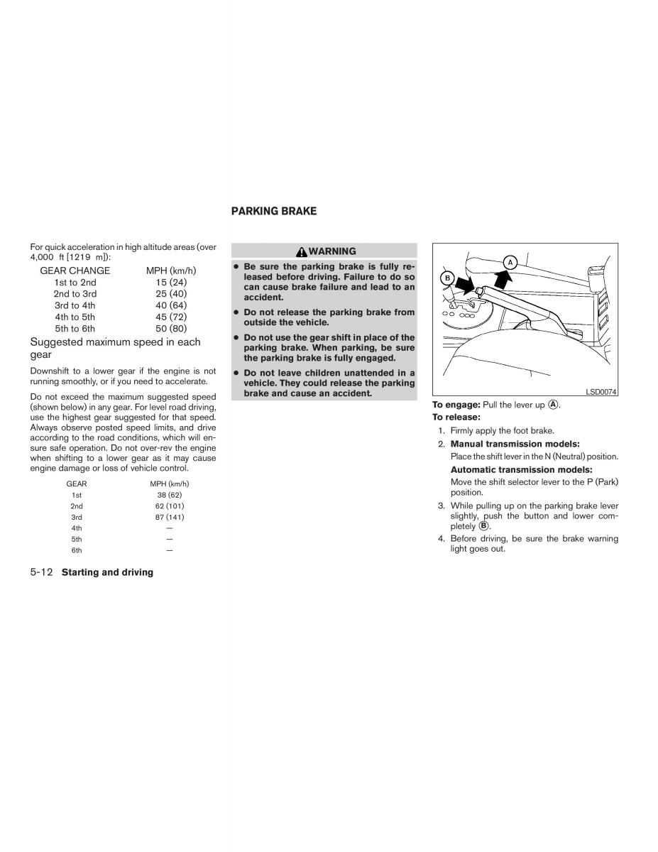 Nissan Maxima VI 6 A34 owners manual / page 198