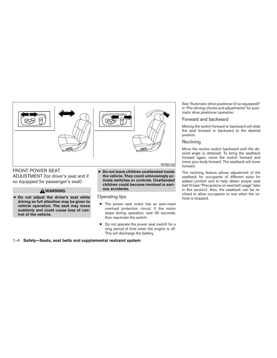 Nissan Maxima VI 6 A34 owners manual / page 20