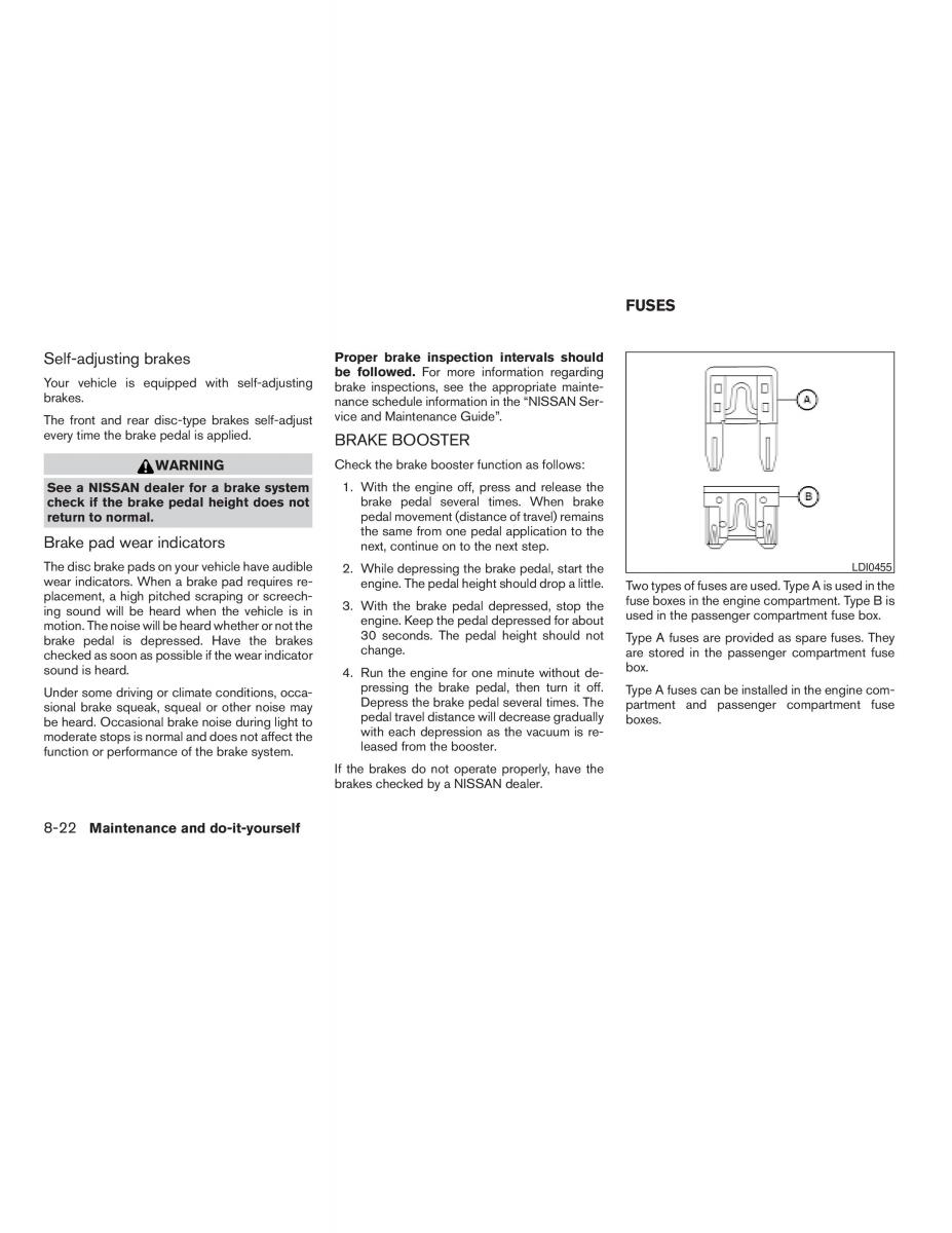 Nissan Maxima VI 6 A34 owners manual / page 252