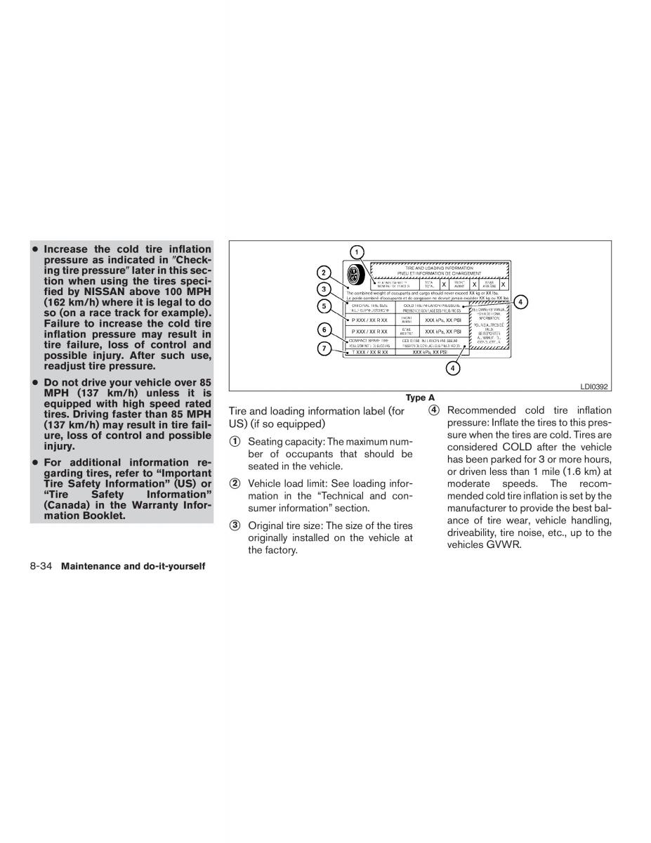 Nissan Maxima VI 6 A34 owners manual / page 264