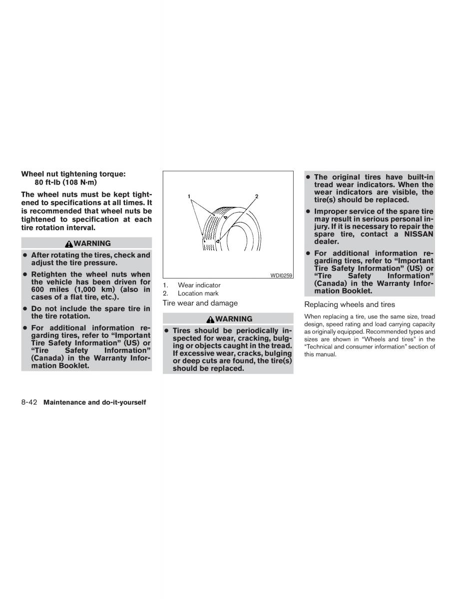 Nissan Maxima VI 6 A34 owners manual / page 272