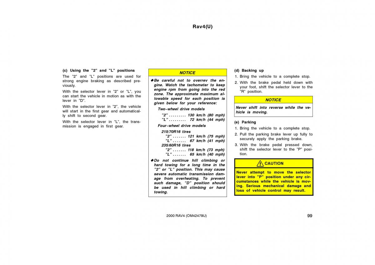 Toyota Rav4 II 2 owners manual / page 107