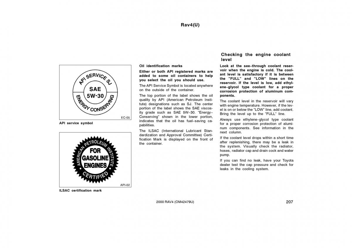 Toyota Rav4 II 2 owners manual / page 215