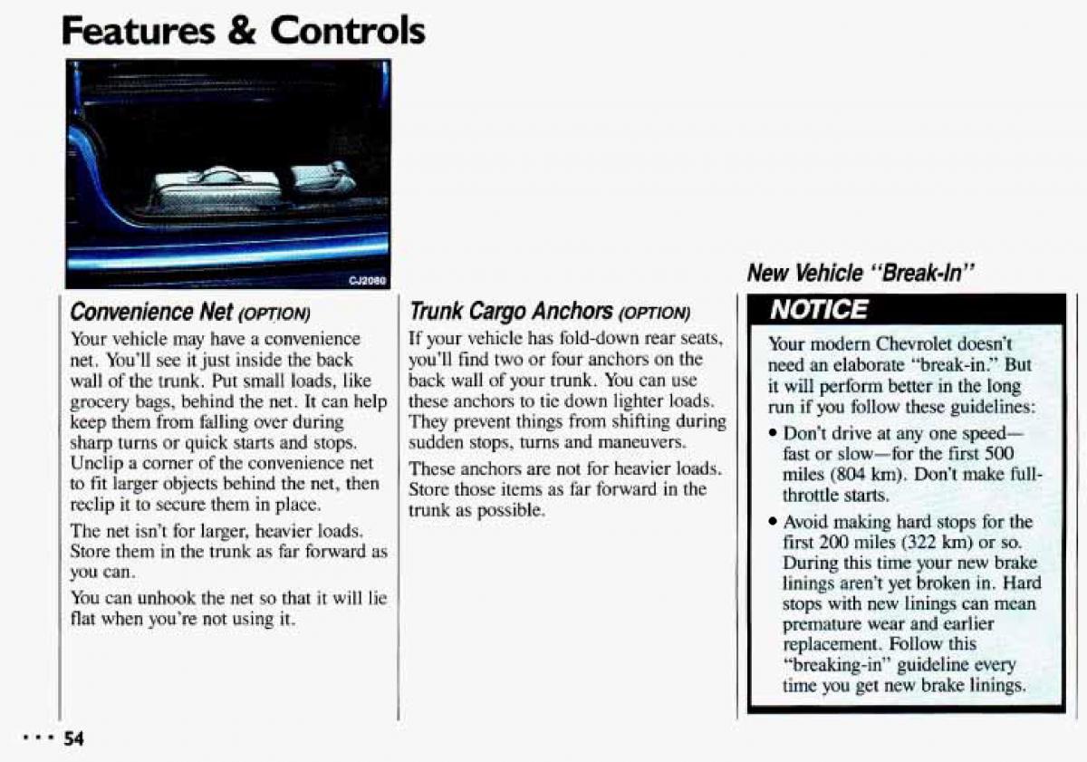 Chevrolet Cavalier II 2 owners manual / page 56