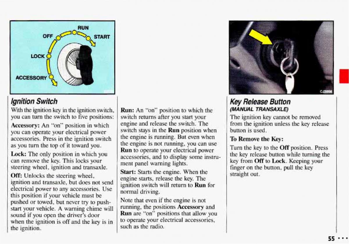 Chevrolet Cavalier II 2 owners manual / page 57