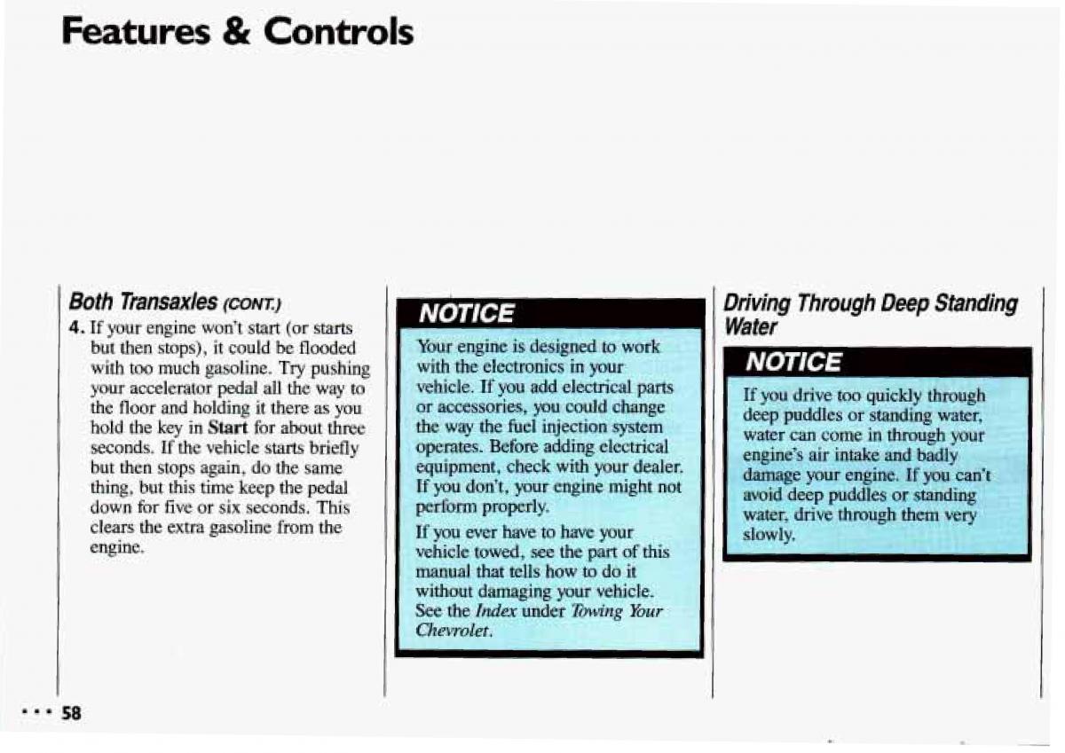 Chevrolet Cavalier II 2 owners manual / page 60