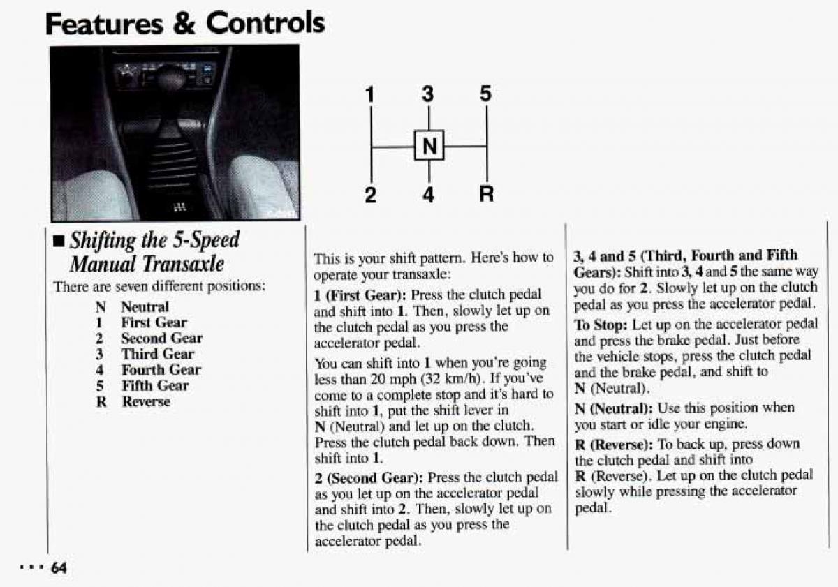 Chevrolet Cavalier II 2 owners manual / page 66