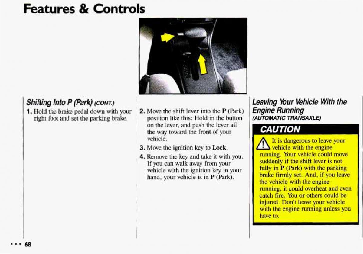 Chevrolet Cavalier II 2 owners manual / page 70