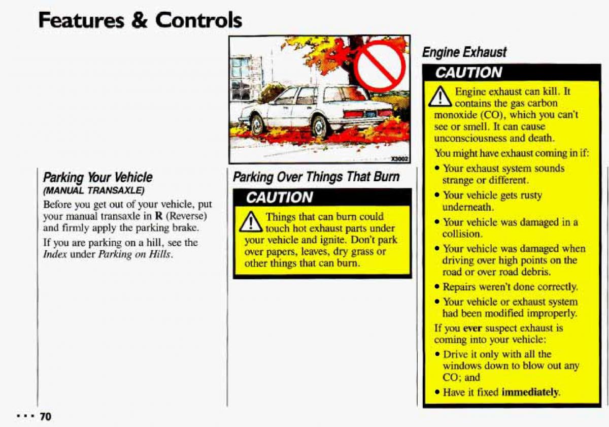 Chevrolet Cavalier II 2 owners manual / page 72