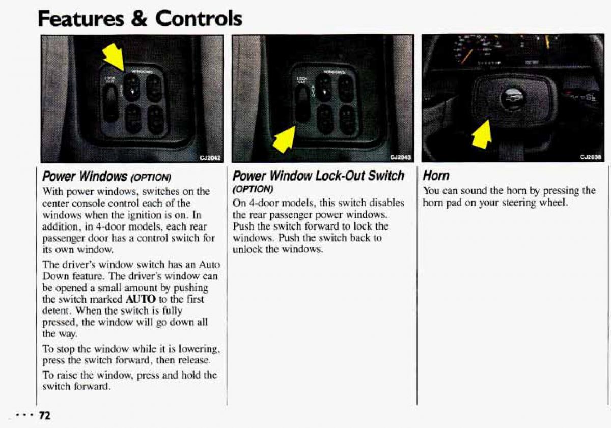 Chevrolet Cavalier II 2 owners manual / page 74