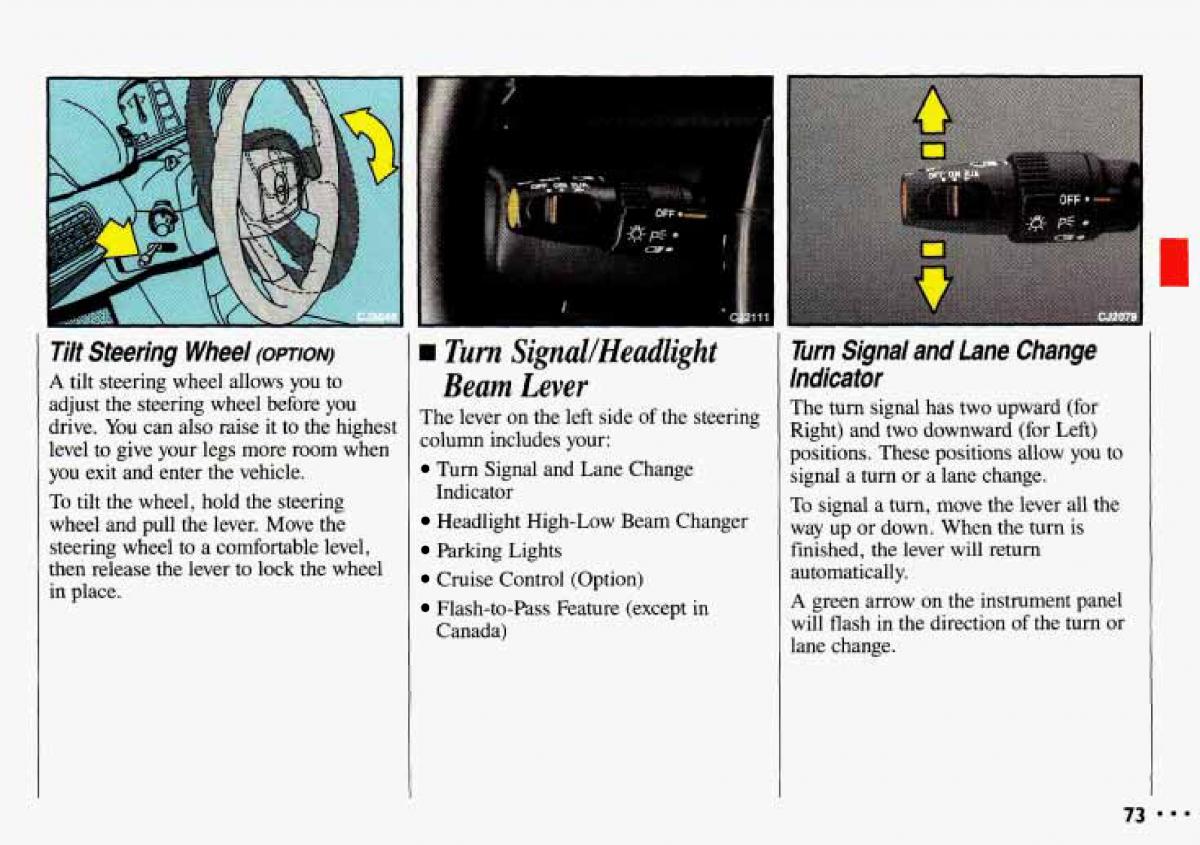 Chevrolet Cavalier II 2 owners manual / page 75