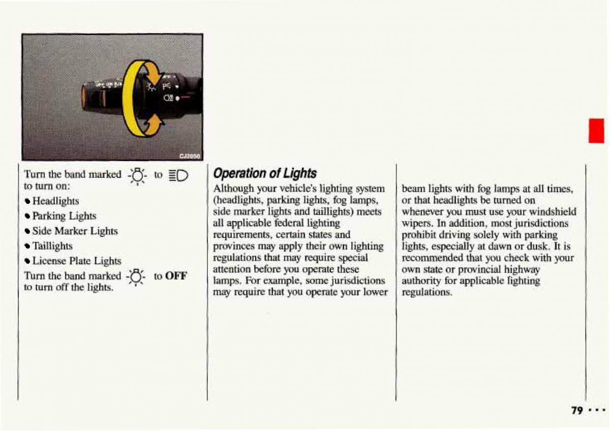 Chevrolet Cavalier II 2 owners manual / page 81