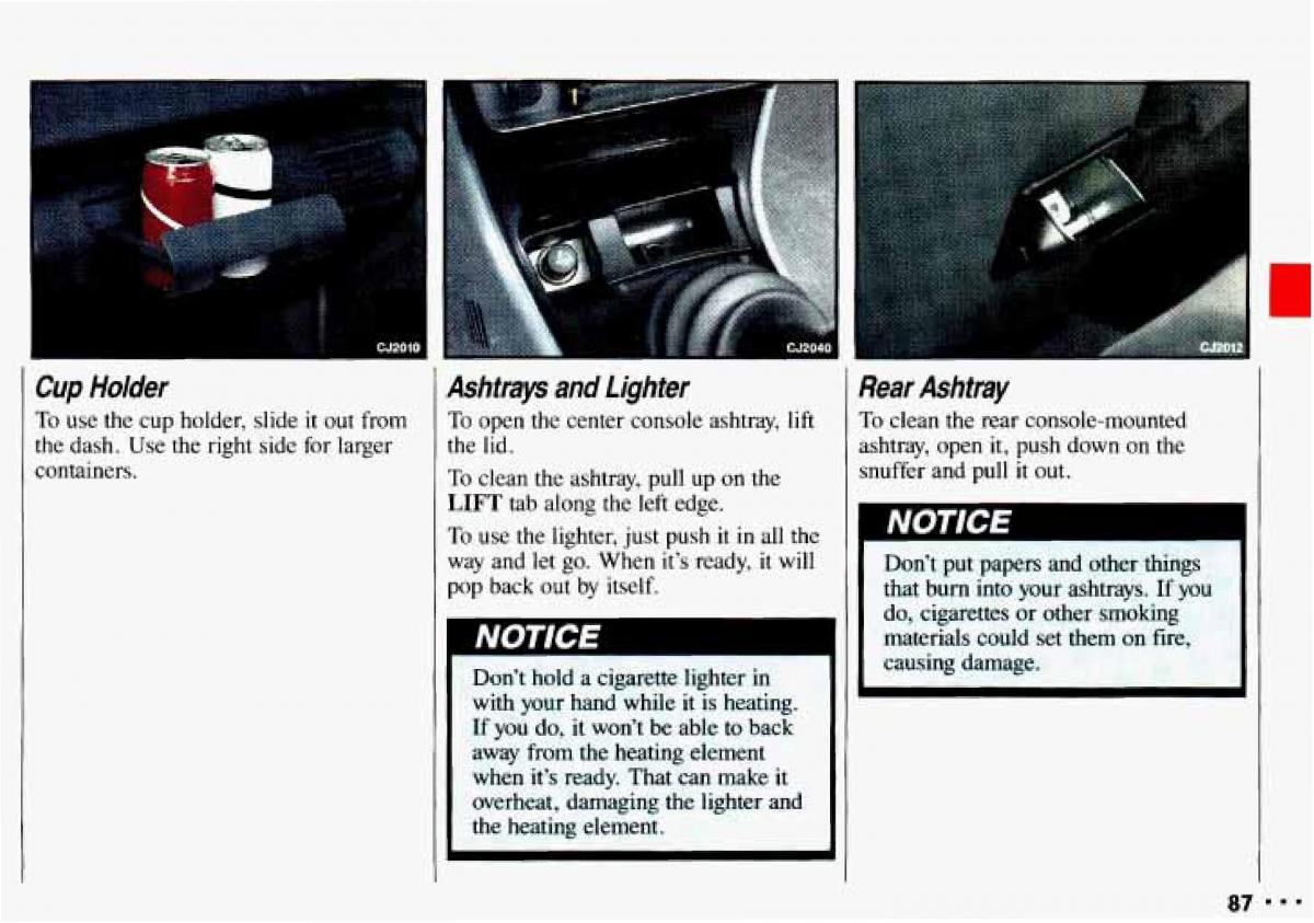 Chevrolet Cavalier II 2 owners manual / page 89