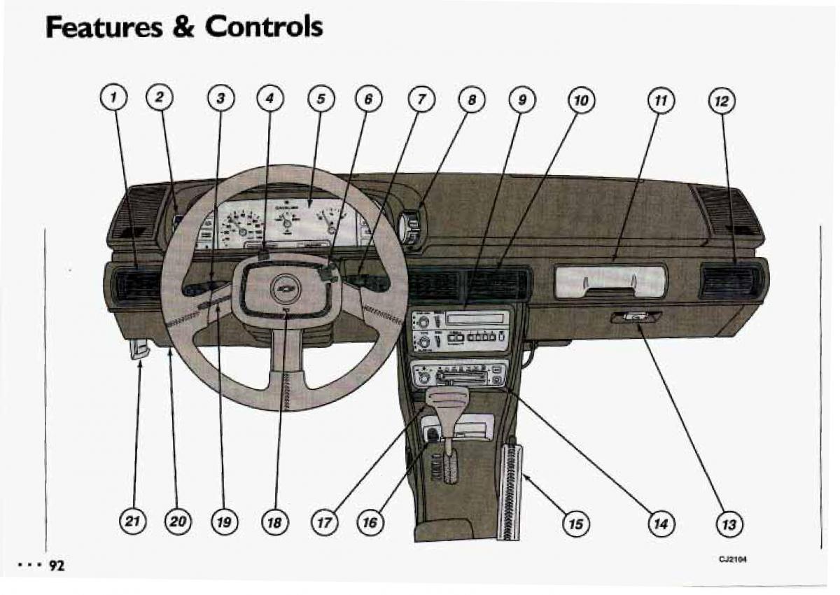 Chevrolet Cavalier II 2 owners manual / page 94